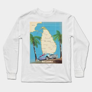 illustrated map of sri lanka Long Sleeve T-Shirt